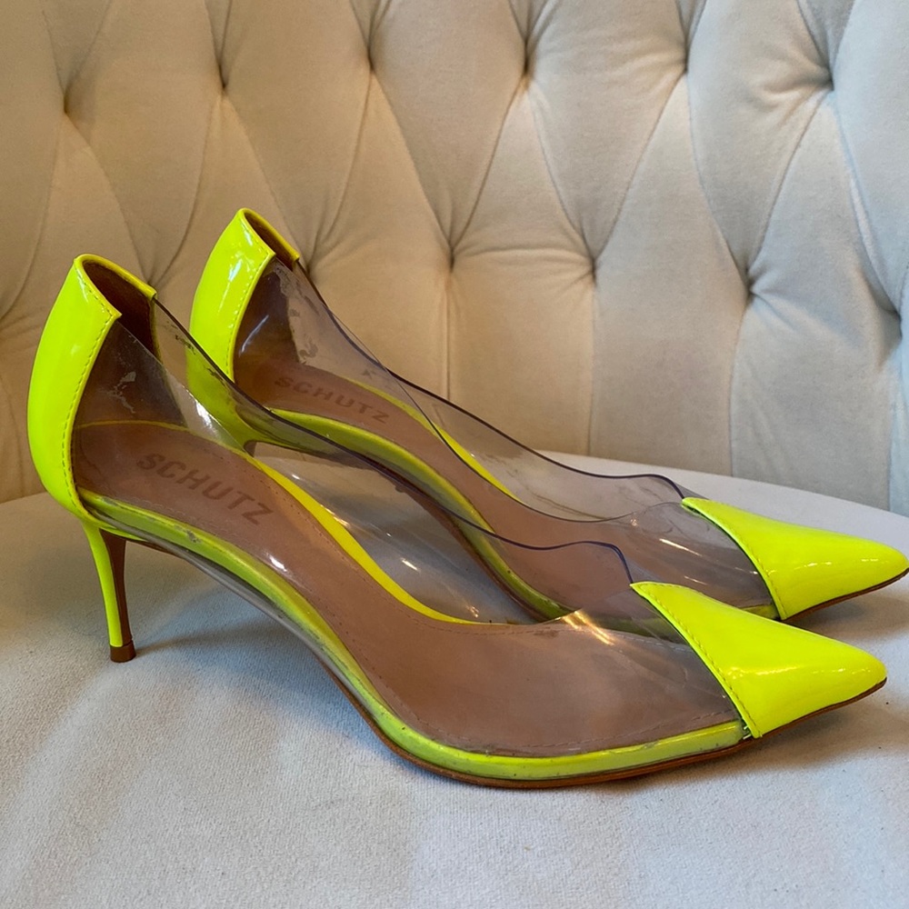 Neon Yellow Vinyl Pumps
